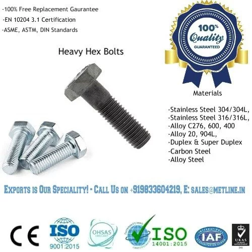 Heavy Hex Bolts Manufacturers, Suppliers, Factory