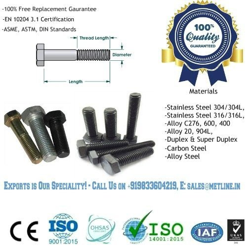 Nut Bolts Manufacturers in India, Suppliers, Factory