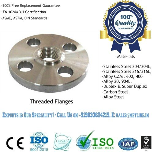 Threaded Flanges Manufacturers, Suppliers, Factory
