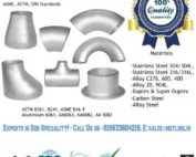 Aluminium Pipe Fittings - Elbow, Tee, Reducer, End Cap, Stub Ends, Dish Ends