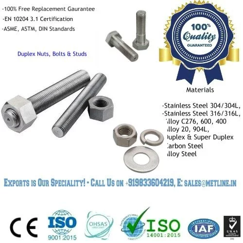 Duplex Nuts, Bolts, Studs, Threaded Bars Manufacturers, Suppliers, Factory
