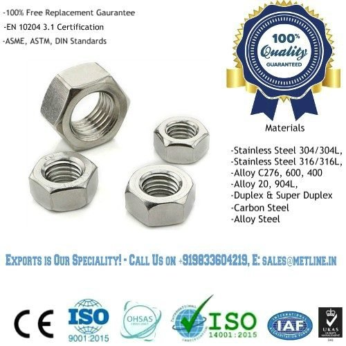 Stainless Steel Nuts Manufacturers, Suppliers, Exporters, Factory in India