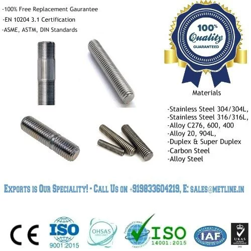 Studbolts, Threaded Rods & Bars Manufacturers, Suppliers, Factory
